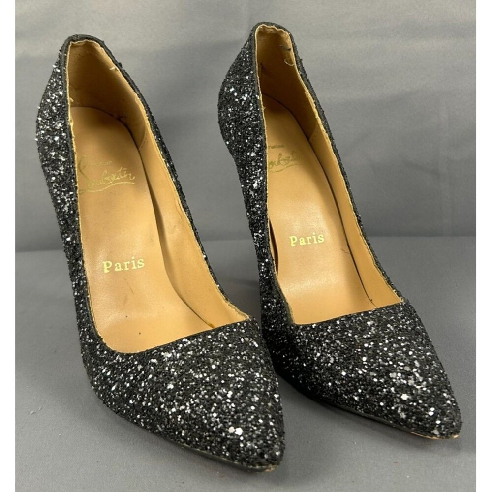 Christian Louboutin Pigalle Follies 100 Black Glitter Pumps Size 40/9.5 US